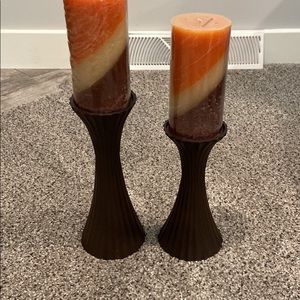 Candle Pillar Holders with Candles